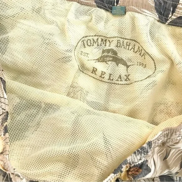 Tommy Bahama Tan Tropical Print Swim Trunks - Picture 10 of 13